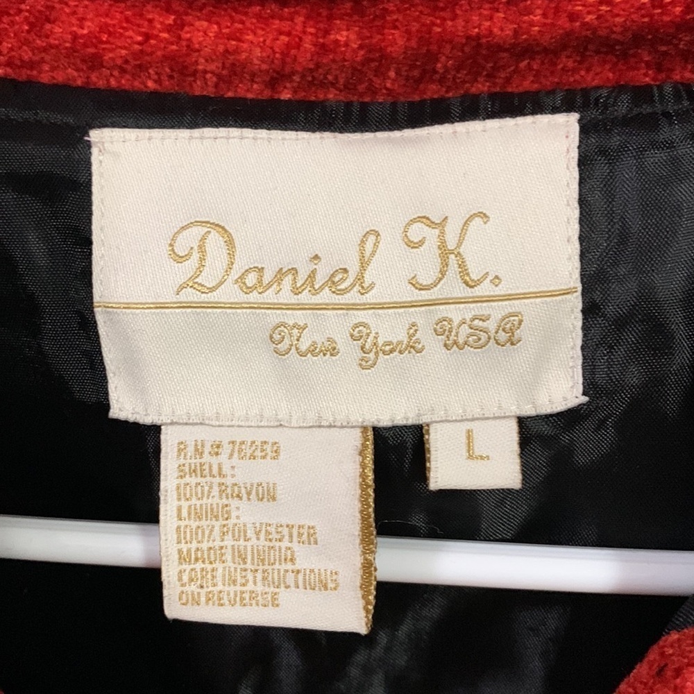 Daniel K New York lined embellished red jacket wine theme good condition Sz Lg - Picture 7 of 11